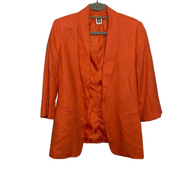 Anne Klein Womens Orange Blazer Jacket Size M - Picture 1 of 9